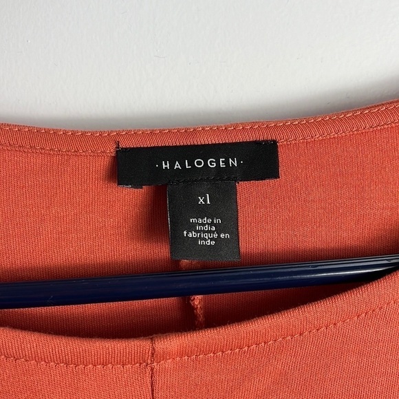 NWT Halogen Coral Apricot Front Tie Short Sleeve Top Size 1X Basic Minimalist - Picture 2 of 8